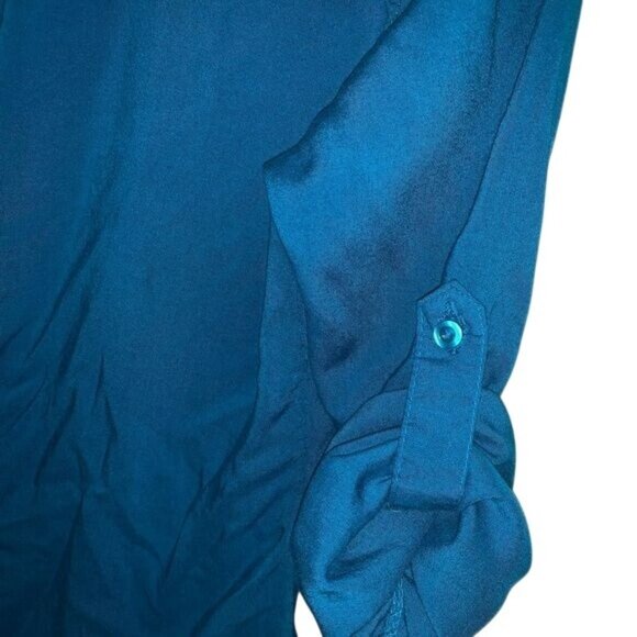 Route 66 Womens Blue Button-Front Long-Sleeve Rayon Shirt M - Picture 6 of 9